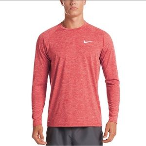 nike dri fit waterproof light red long sleeve crewneck shirt